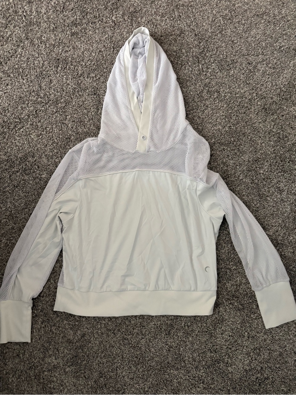 ZYIA White Mesh Hoodie Pullover